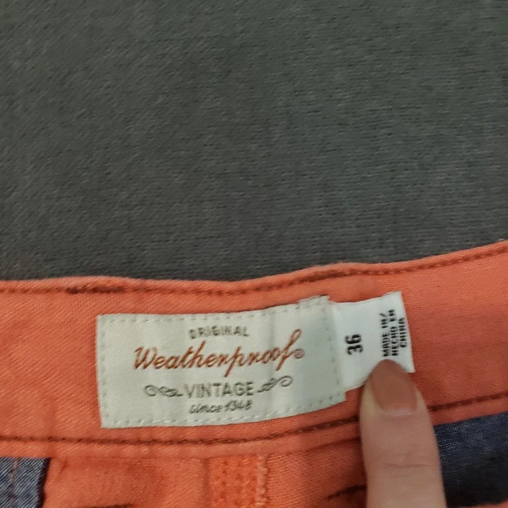 Weatherproof Vintage Shorts Mens‎ 36 Orange Linen Blend Flat Front Casual Summer